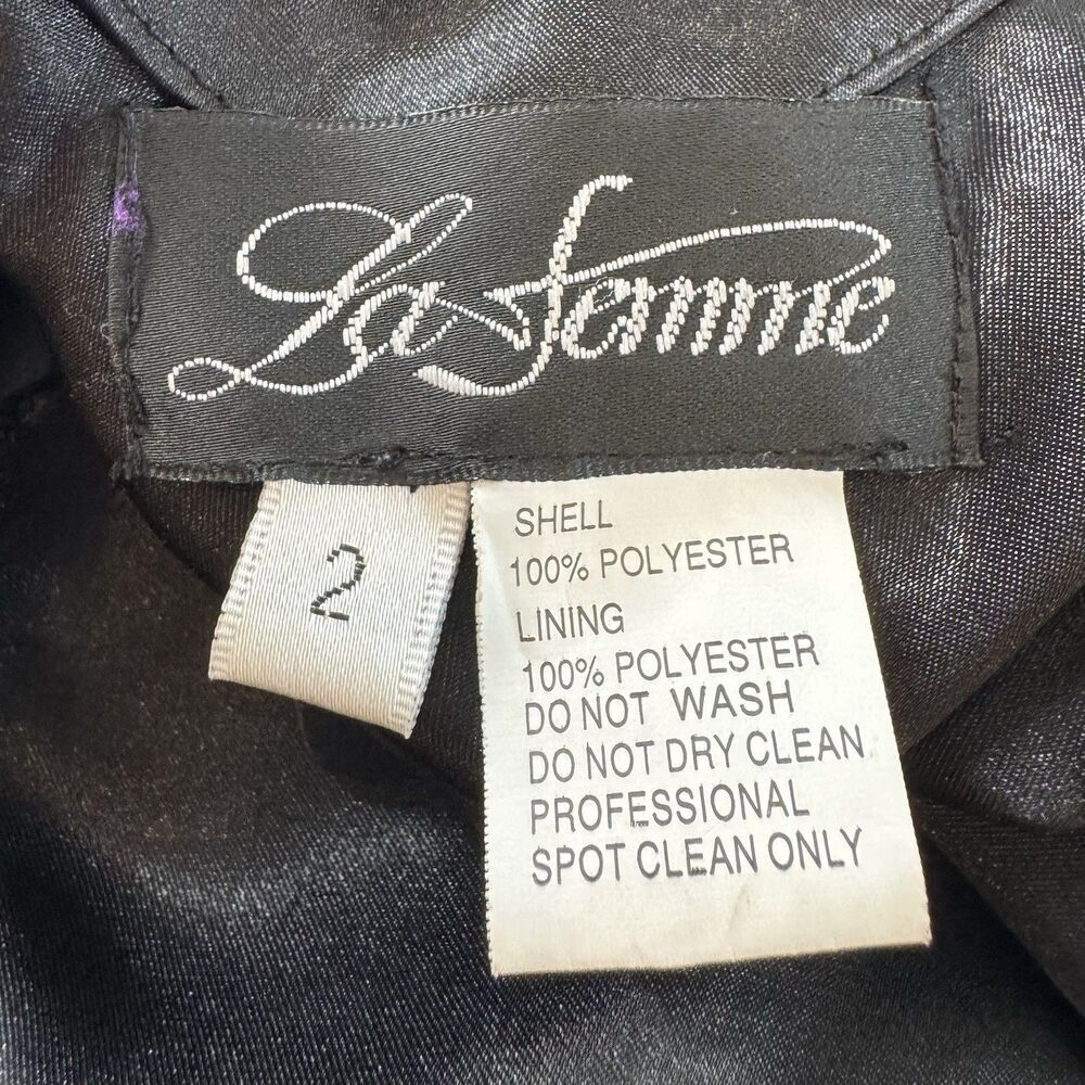 La Femme Black Strapless Evening Gown Maxi Dress 2 Cross Back Formal Pageant - Picture 9 of 10